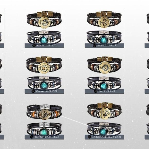 New Constellation Braided Rope Bracelet - Punk Alloy Leather Bracelet - Picture 12 of 14